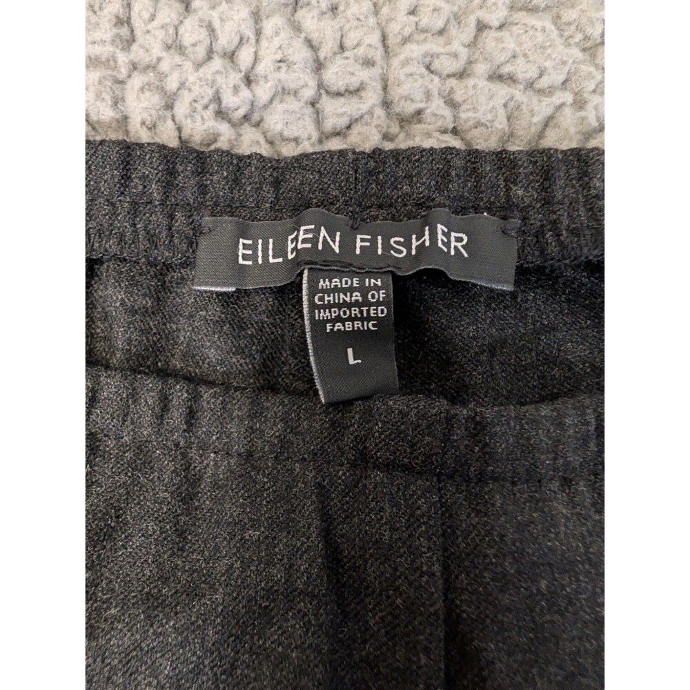 Eileen Fisher Large Gray Wool Spandex Pull On Tapered Pants Stretch Comfort L - Picture 3 of 11